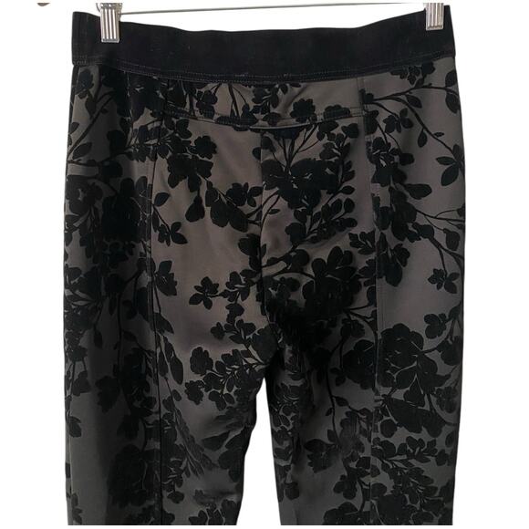Vintage Liz Claiborne Floral Velvet Burnout Straight Leg Pant Small Black Y2K - Picture 4 of 10